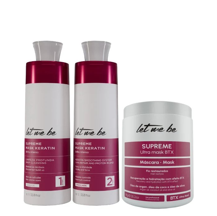 Kit Alisamento Supreme Mask Keratin | 2x1L + Btx Supreme Ultra Mask | 1Kg